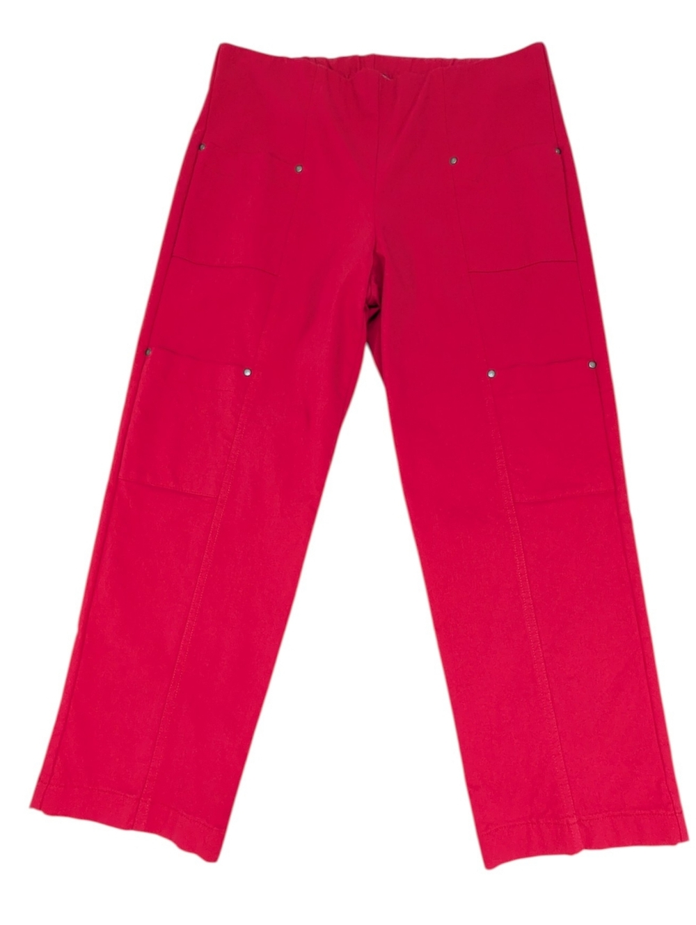 🎀 Cargo Cropped Ankle Stretch Utility Pants Bold Red Statement Piece